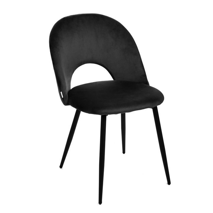 Scaun din catifea TERCIO negru 47x55x77cm HOMLA