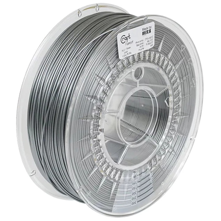 Filament imprimanta 3D CraftBot, 300m, PLA, Argintiu