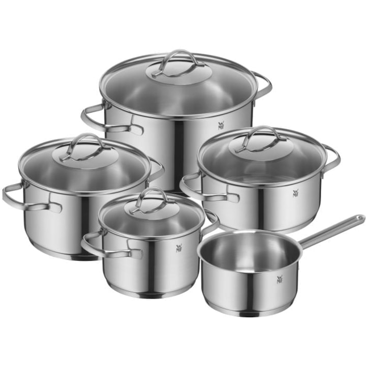 Set oale cu capac WMF Provence, 5 piese, inox, inductie, Argintiu