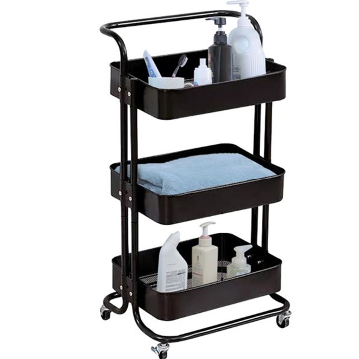 Fekete fém polc 3 szintes YLOTECH® 44x36x82cm