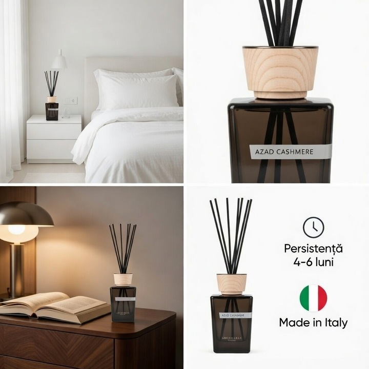 Parfum Ambient cu Betisoare Premium 500 ml – Aroma Fina si Sofisticata Azad Kashmere, Persistenta 4–6 luni, Made in Italy