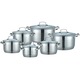 Set oale din inox 12 piese Bohmann 2.1L, 2.9L, 3.9L, 5L, 6.6L, 7.7L, cu capace din sticla, 7 straturi, interior gradat, inclusiv inductie