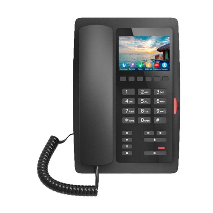 Telefon cu fir, Fanvil, H5W, VoIP - SIP, 320 x 480 pixeli, Negru
