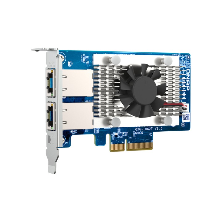 Мрежов адаптер, QNAP, QXG-10G2T, PCIe, 10 GBE, 2 x RJ45, 10000 Mbit/s, многоцветен