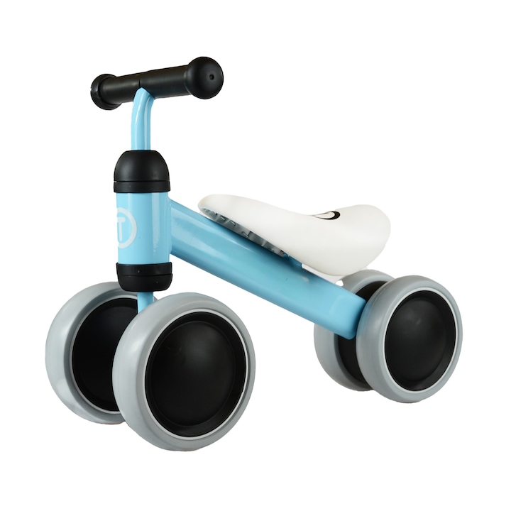 Mini futóbicikli, 4 kerékkel, pedál nélkül, 12 és 36 hónapos kor közötti gyerekeknek, tricikli, ​ kék