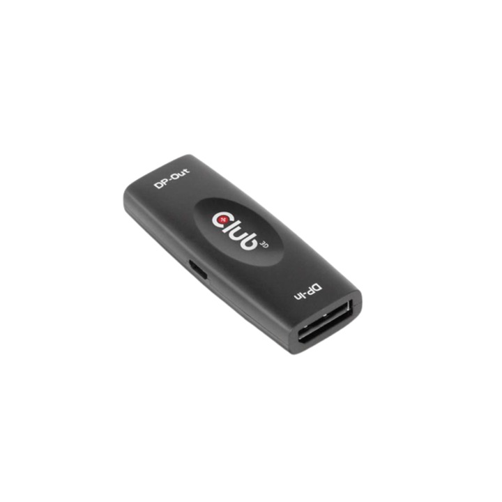 Усилвател на сигнала, Club 3D, DisplayPort 1.4 повторител, цифров/дисплей/видео, черен