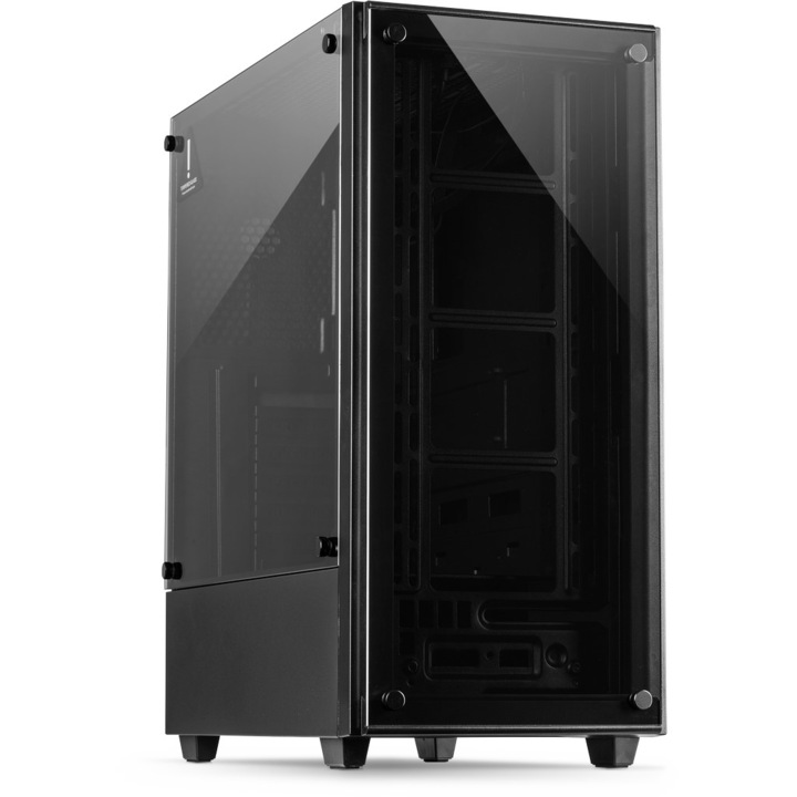 Carcasa, Inter-Tech, C-303, Metal/Sticla, ATX/ITX/Micro ATX, 15.5 cm, Negru