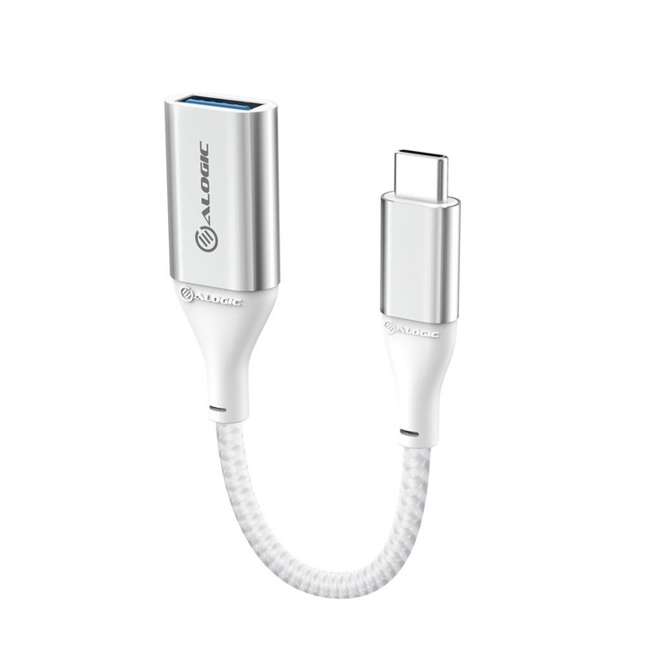 Kábel adapter, Alogic, USB C - USB A, 0,15 m, Ezüst
