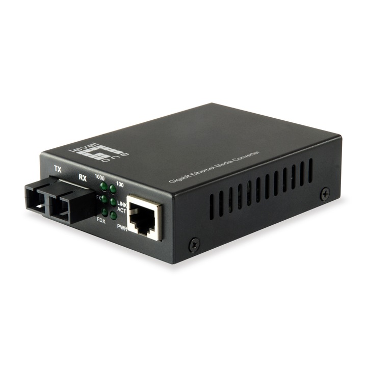 Convertor media, LevelOne, GVT-2002, 1000Mbit/s, Negru