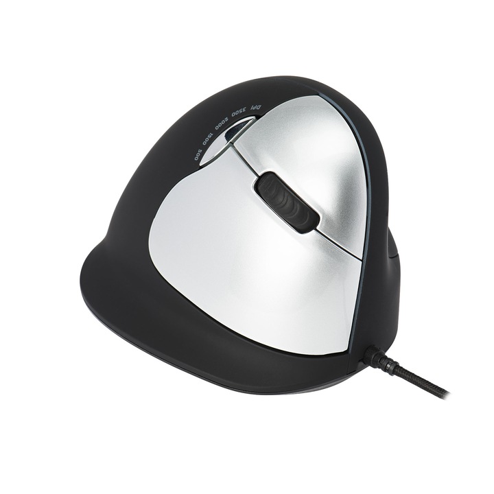 Мишка, R-GO, 5 бутона, Черен/Сребрист