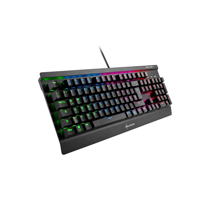 Кабелна клавиатура, Sharkoon, USB, RGB LED, черна