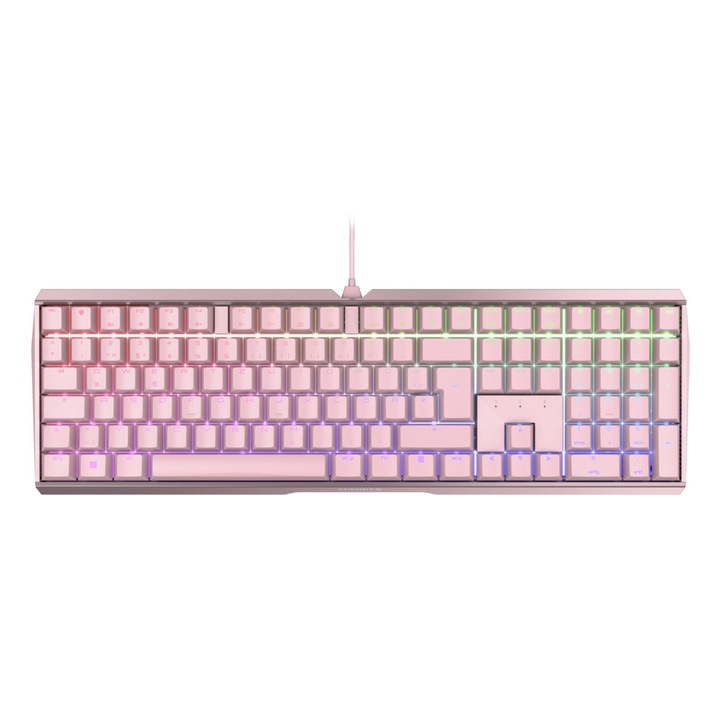 Tastatura cu fir, Cherry, Gaming, USB, RGB, 1.8m, Roz