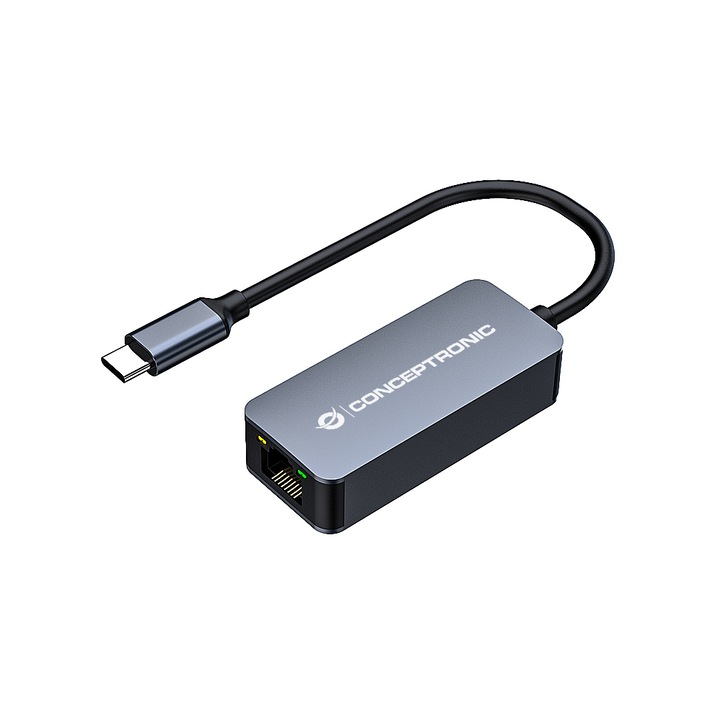Кабели и адаптери Conceptronic ABBY12GC, кабел, USB Typ-C, Ethernet, 2500 Mbit/s, сив