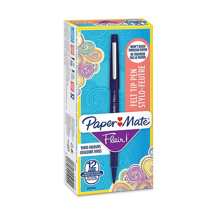 Stilou, Paper Mate, Hartie, Albastru marin, Mediu, 12 buc