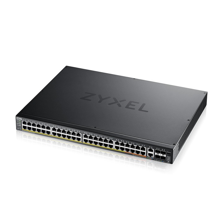 Kapcsoló, ZyXEL, XGS2220-54FP modell - Felügyelt - L3 - Gigabit Ethernet (10/100/1000), fekete