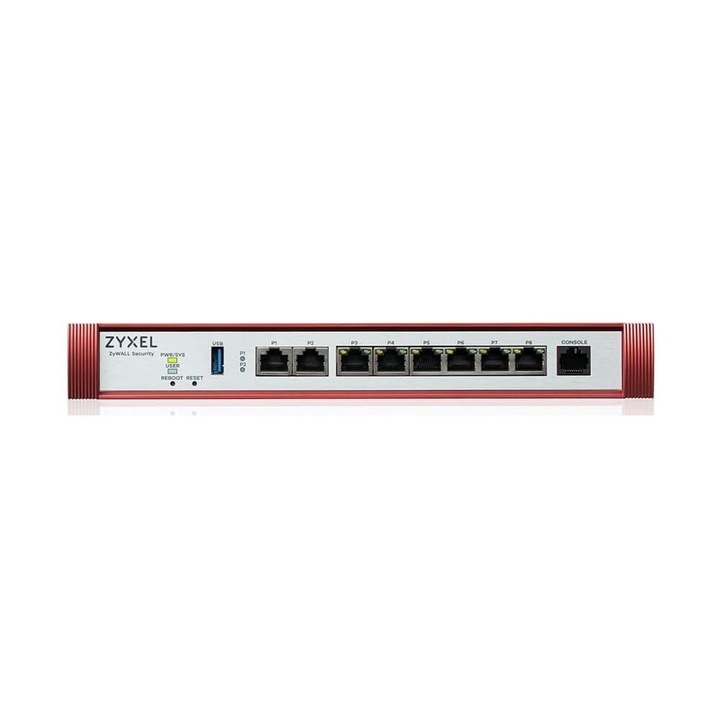 Хъб USGFLEX 200HP, ZyXEL, 5Gbps, RJ45, 62W, сребрист/червен
