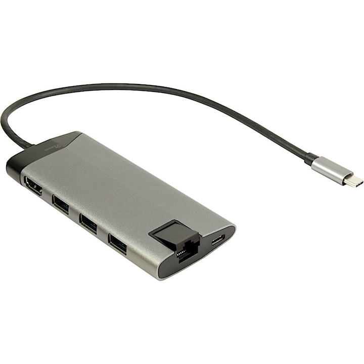 Docking station, Inter-tech, Aluminiu, Argintiu, 50x118x16 mm