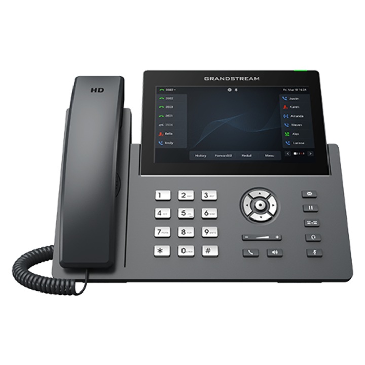 Telefon IP, Grandstream, Negru, 17.8 cm, 1024 x 600 pixeli