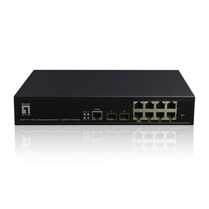 Switch, LevelOne, GEP-1061, Metal, Negru