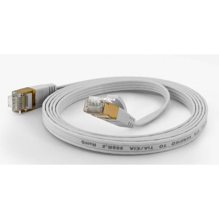 Cablu Patch CAT6A, Wantec, Cupru, Alb, 7m