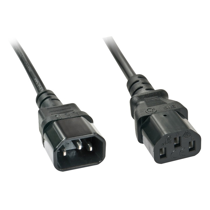 IEC hosszabbító kábel, Lindy, PVC, fekete, LY-30331