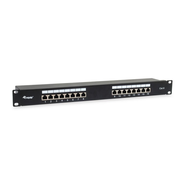 Пач панел, Equip, 16x RJ45, черен