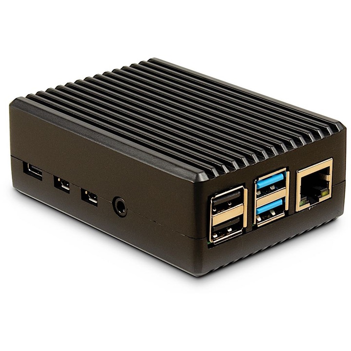 Корпус, Inter-Tech, алуминий, за Raspberry Pi 4, кафяв