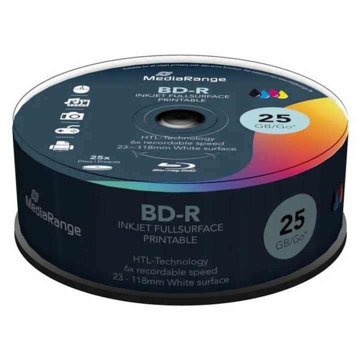 Set 25 CD-uri, Plastic, 120 mm, 25 GB, Albastru "MR515"