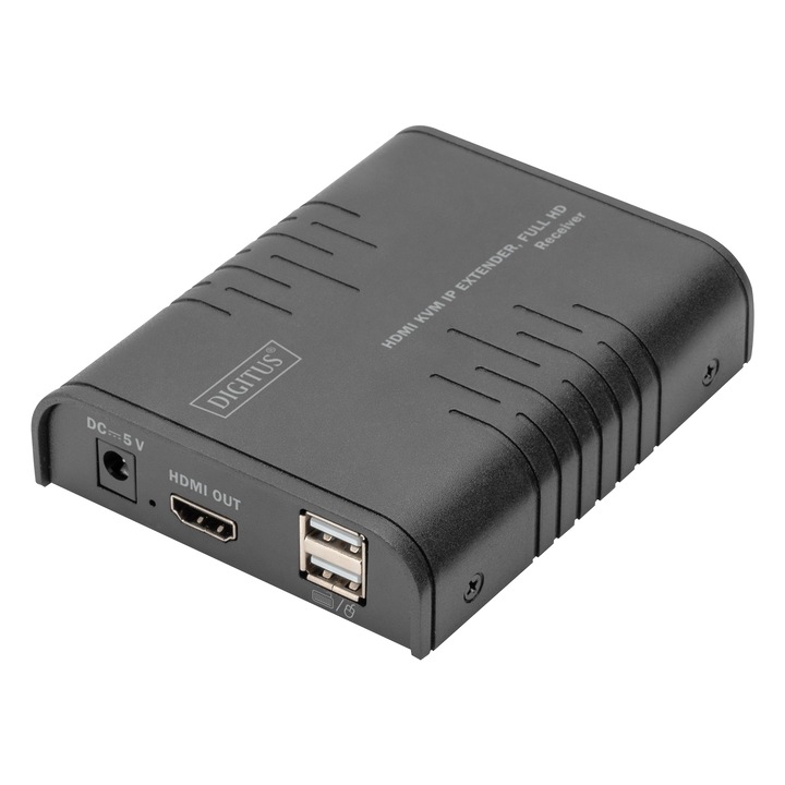 KVM IP разширителен модул, Digitus, Full HD, HDMI / USB, 3.5 W, 5 V DC, 9 x 11 x 2.7 cm, черен