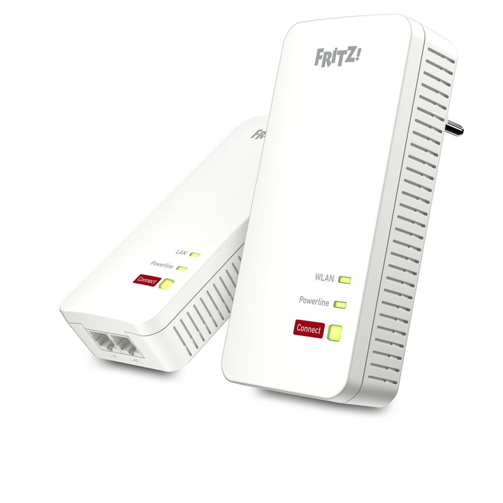 WLAN Powerline, Avm, Пластмаса, Бял, RJ-45, 130x80x185 mm