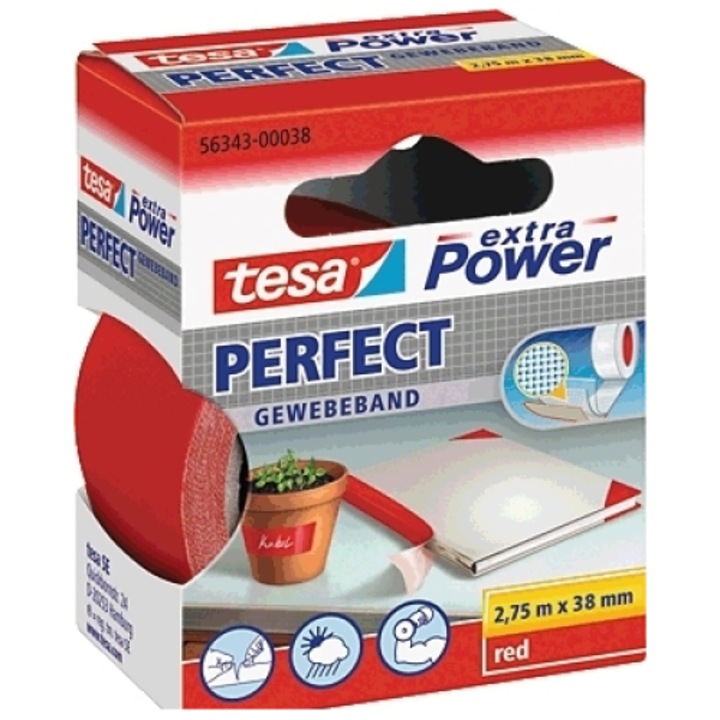 Самозалепваща лента, Tesa, 2.75mx 38mm, Червена
