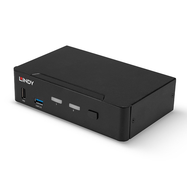 KVM Switch 2 port, Lindy, 7680x4320 pixel, 4K Ultra HD, fekete