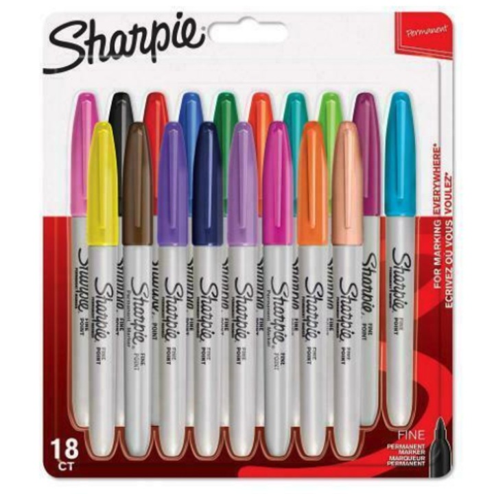 Комплект от 18 маркера, Sharpie, фина точка, многоцветни