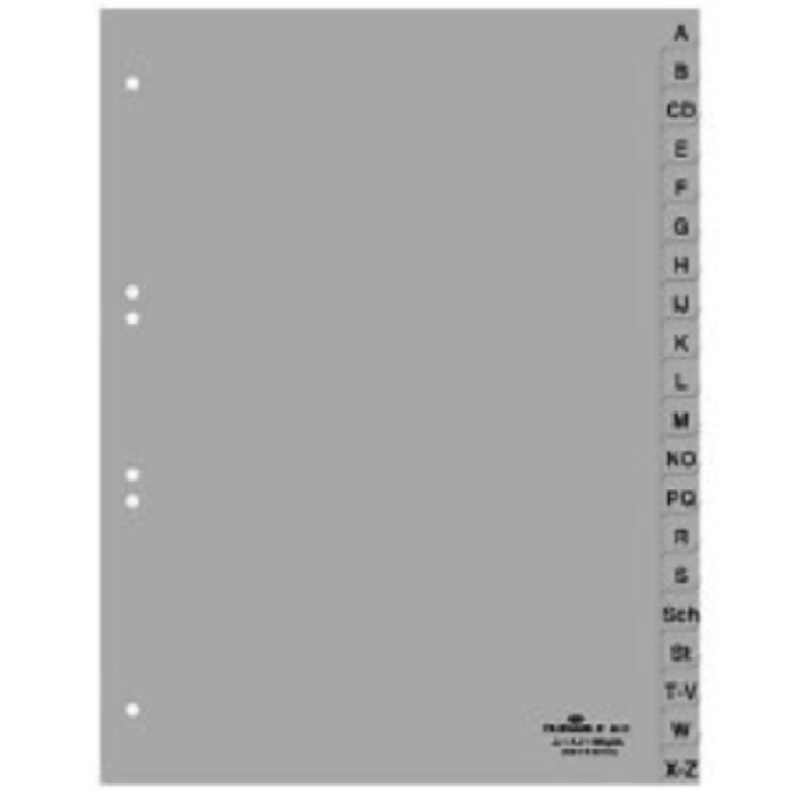 Index alfabetic pentru registru, Durabil, Polipropilena, A4, 230 mm, Gri