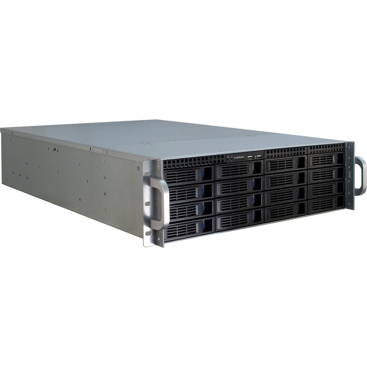 Rack szerver, Inter-Tech, 3U, acél, ATX, fekete