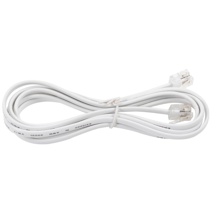 Cablu telefon RJ11 tata > RJ11 tata, 2m, alb G-Plug