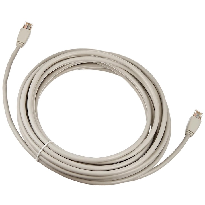 Cablu de Internet LAN 4.6m, CAT 7, mufat 2xRJ45, 8 fire x 0.4 mm, Utilizat in aplicatii casnice si industriale, Rezistent la intemperii, rezistent la UV pentru Router/Gaming/Modem, Gri