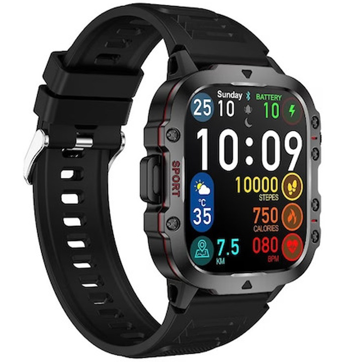 Smartwatch DG SX11 Elite - Екран 1,96", Bluetooth свързаност, Наблюдение на здравето и активността, Интелигентни известия, IP68, Разширена автономност