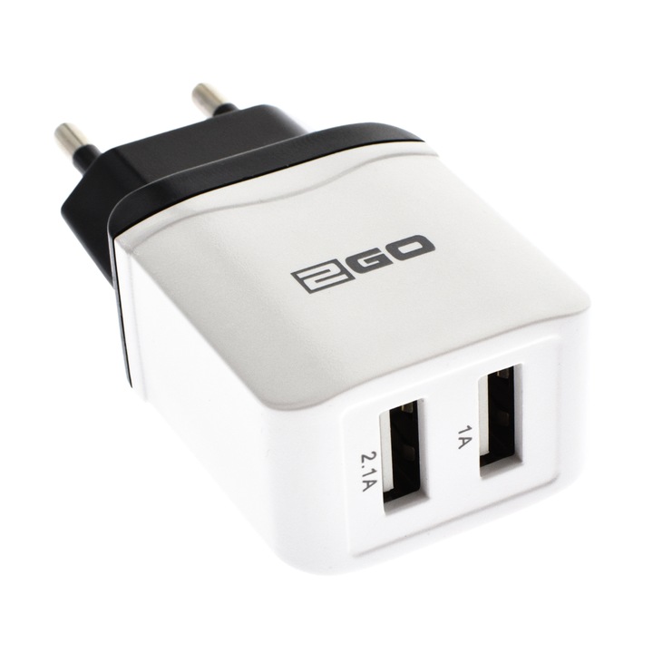 Incarcator 2Go, 100-240V, USB 2.0, Alb