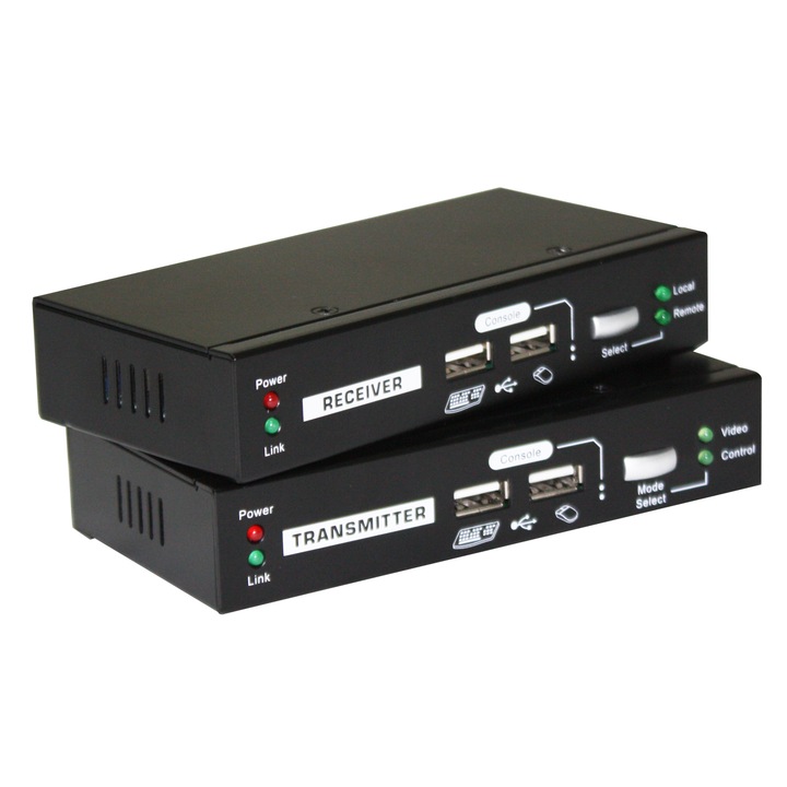 LevelOne KVM bővítő, vezetékes, 100 m, VGA, USB, 13,1x6,5x2,6 cm