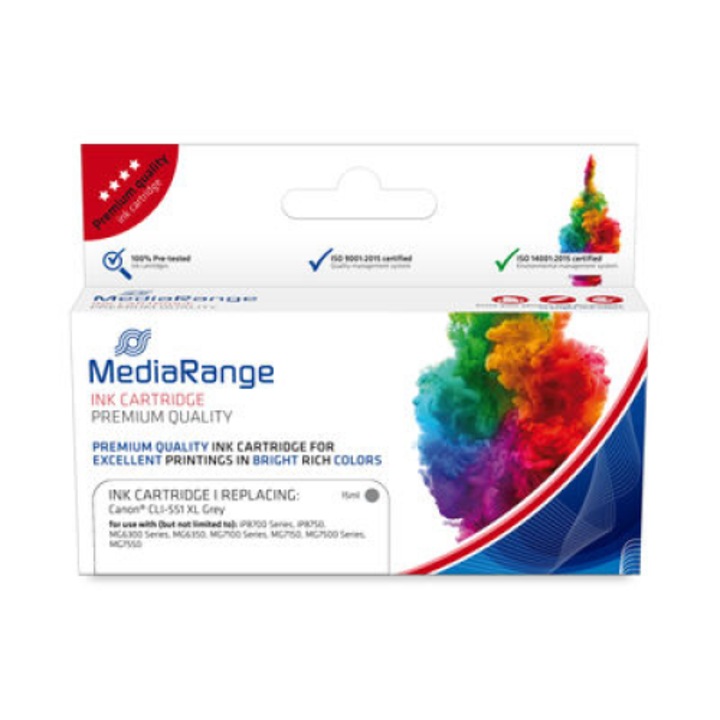 Cartus cerneala, MediaRange, Compatibil cu MRCC551GYXL, Gri