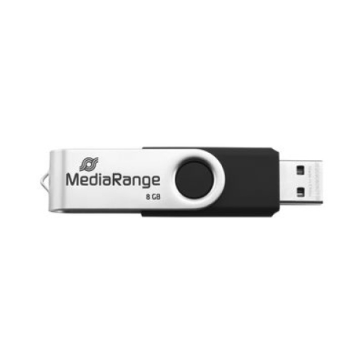 Stick USB, MEDIARANGE, model MR931-2, 16 GB, USB Type-A / Micro-USB - 2.0, 15 MB/s, inel rotativ, argintiu/negru