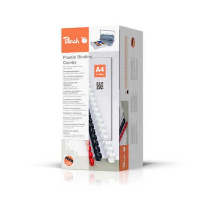 Set 100 spirale pentru dosare, Peach, 145 coli, A4, 1.6 cm, Alb