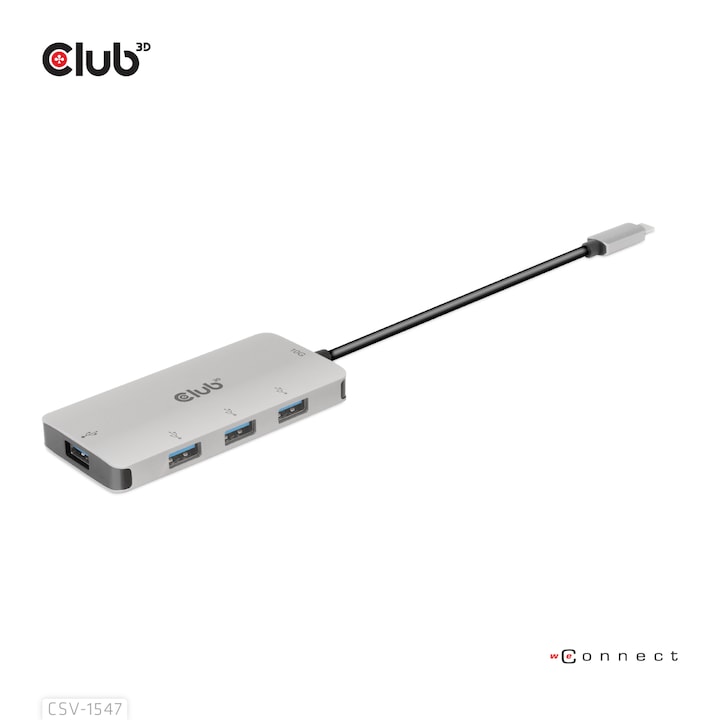 USB хъб, Club 3D, USB Gen2/Type-C при 10Gbps, Сребрист