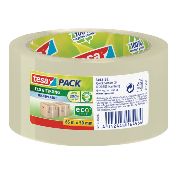 Ragasztószalag csomagoláshoz, Tesa, 50 mm x 66 m, átlátszó