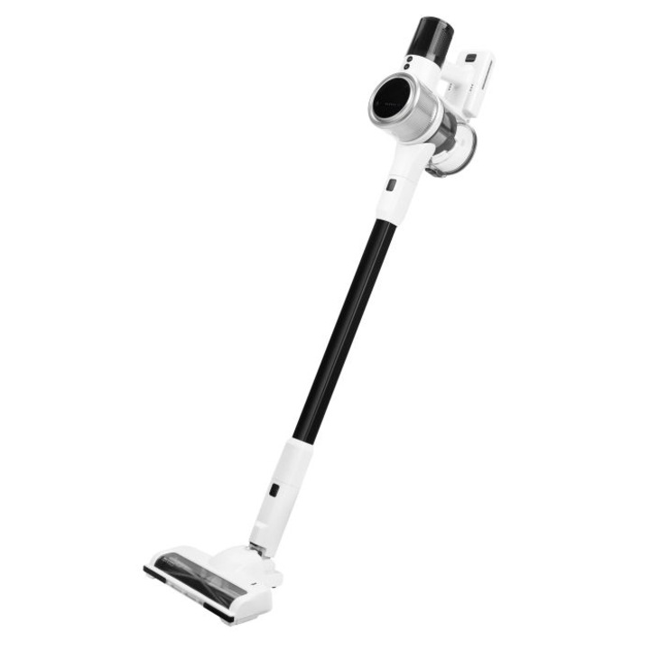 Emerio UVC-129496, aspirator fara fir, wireless 3 in 1 cu 3 nivele de aspirare, putere de aspiratie extrem de puternica cu 24.000 Pa, filtru HEPA H11, fara sac, ciclon, LED, motor de lunga durata, alb/gri, 220 W, 0,8 litri