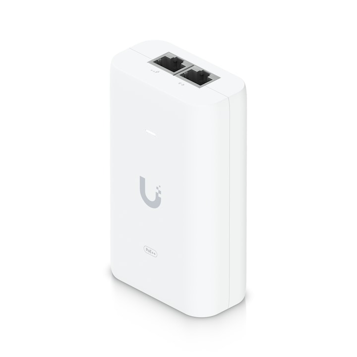 PoE инжектор, UbiQuiti, пластмаса, IEEE 802.3at, 63x34x106 mm, бял