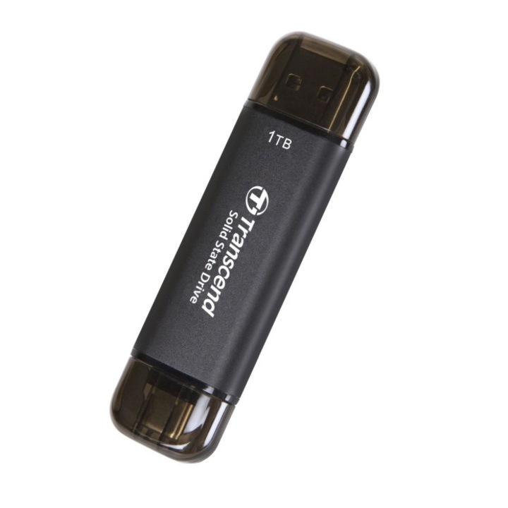 Външен SSD Transcend 1TB, External SSD, ESD310C, USB 10Gbps, Type C/A, Black TS1TESD310C