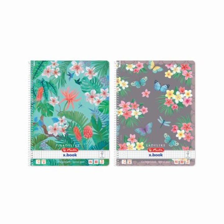 Caiet A4 80 File, Cu Spira, Patratele, Ladylike Motive Asortate