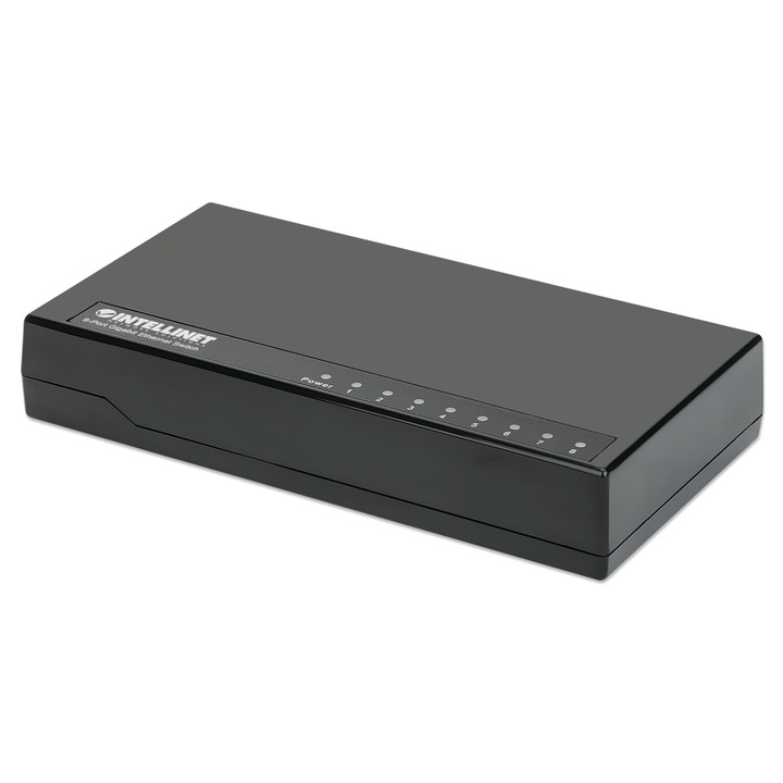 Превключвател, Intellinet, Ethernet RJ-45, Gigabit, 16 Gbit/s, черен
